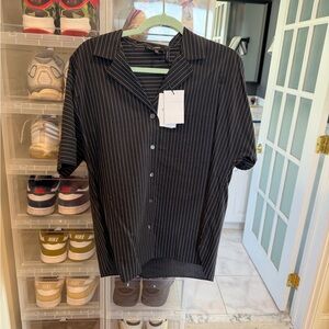 Theory Black Pinstripe Ralfinn Top size M